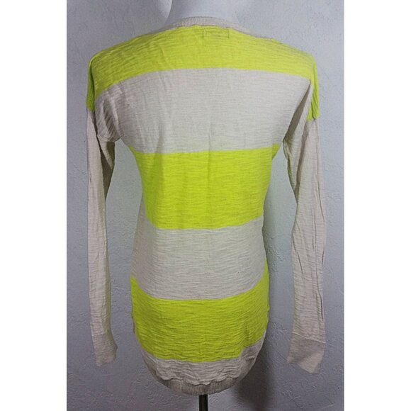 Express Top Small Striped Long Sleeve Multi Color Sheer Neon Scoop Neck - Picture 3 of 6